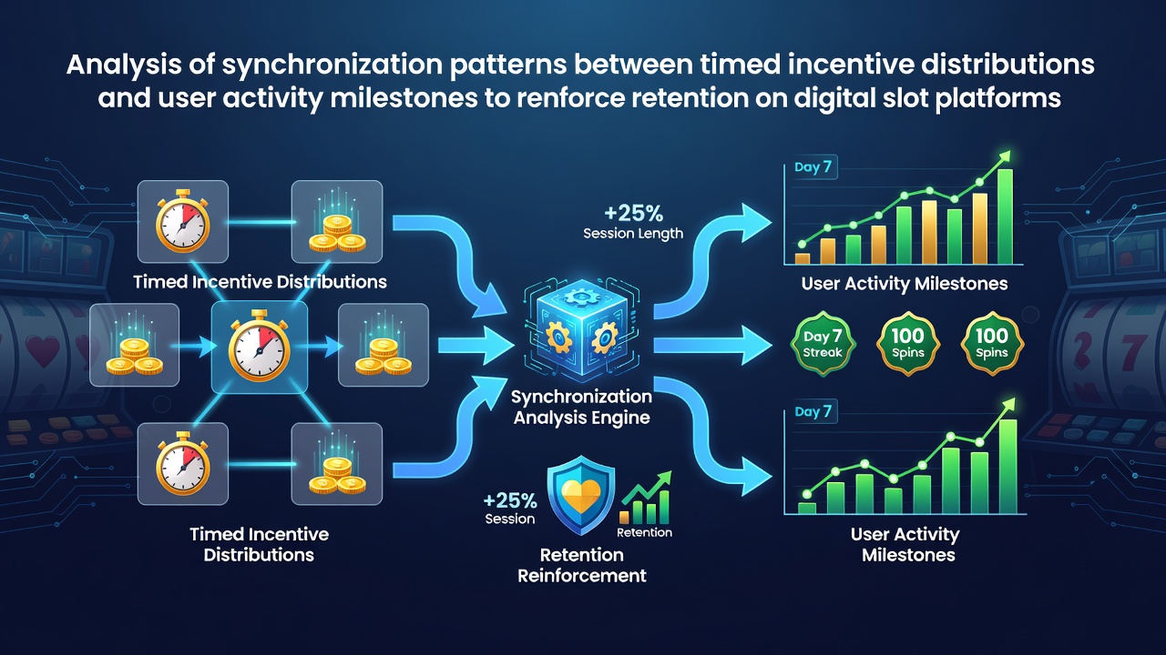 Digital slot platform dashboard showing timed bonus notifications aligned with user login streaks and spin milestones