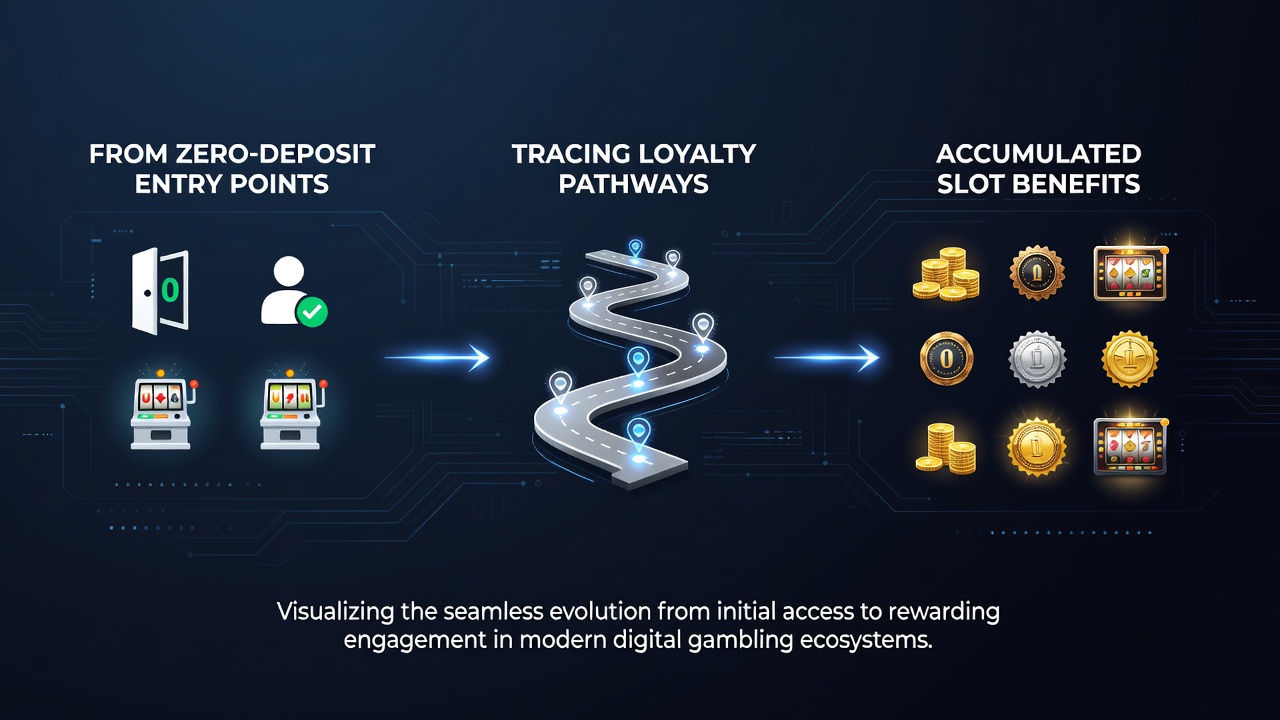 Loyalty dashboard in a mobile casino app illustrating accumulated points converting into slot benefits and VIP tier advancements