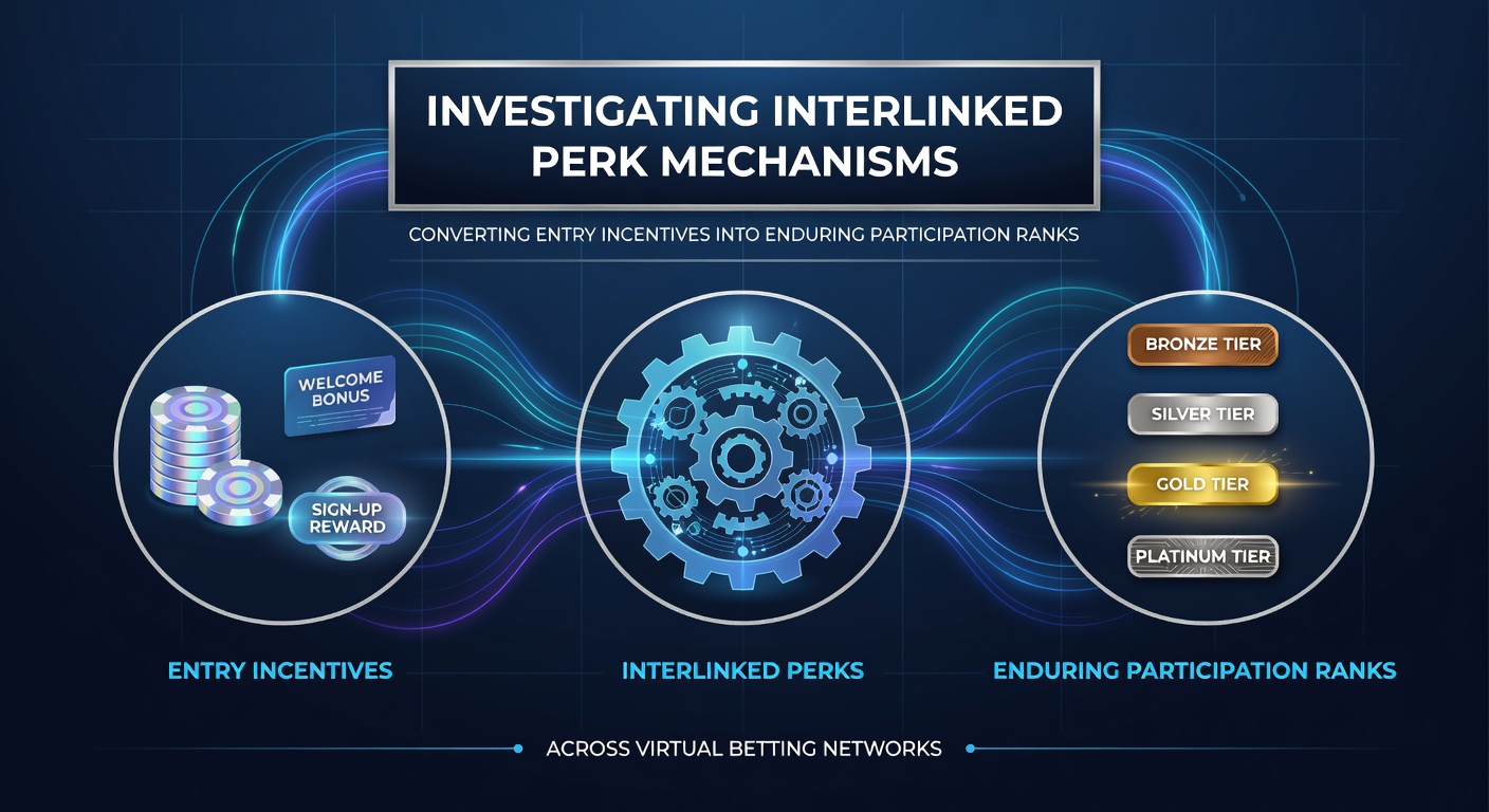 Diagram showing how entry incentives flow through interconnected perk systems into long-term VIP participation ranks in virtual betting platforms