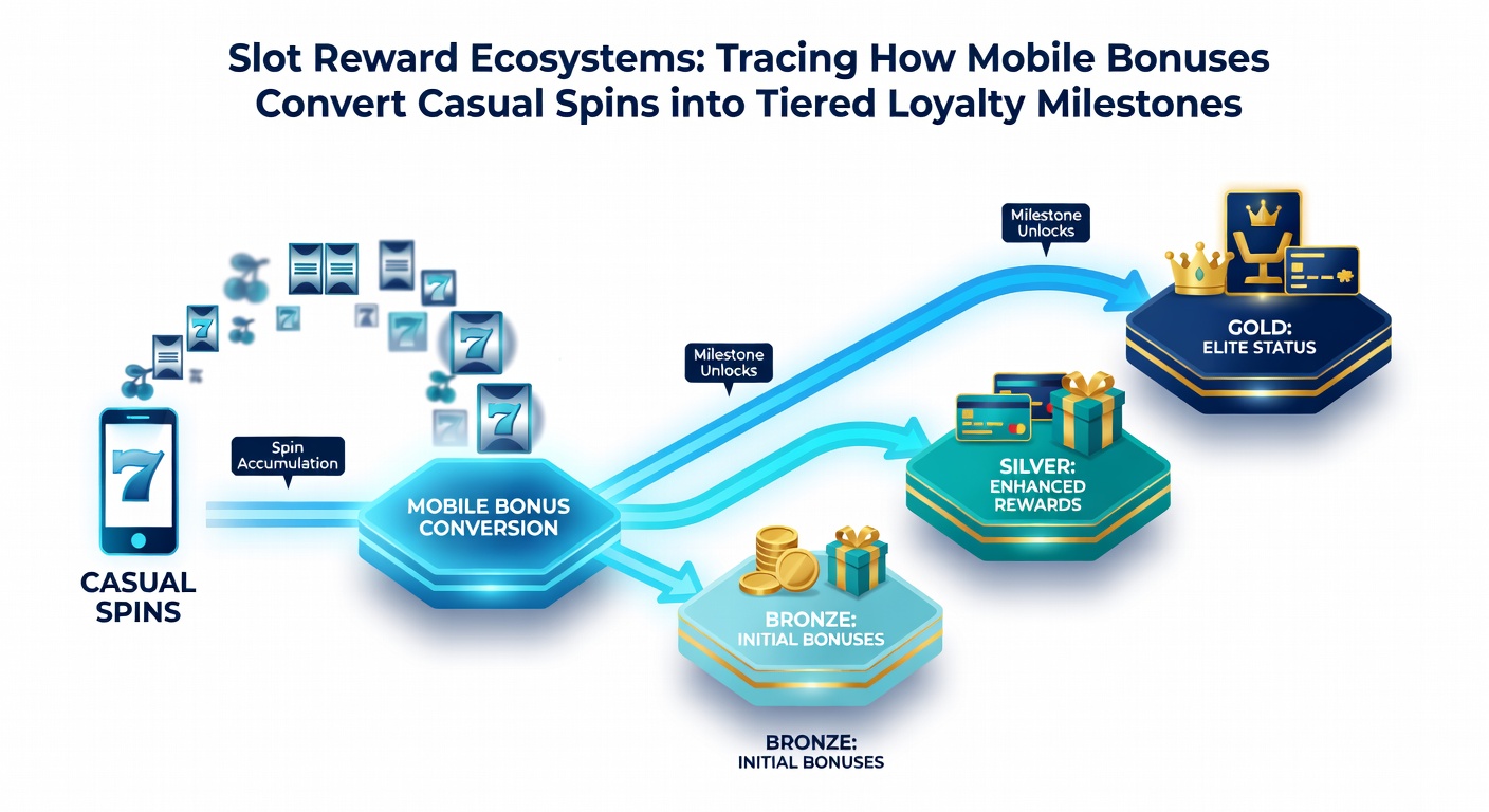 Infographic of tiered loyalty milestones in mobile slots illustrating progression from casual spins to VIP rewards