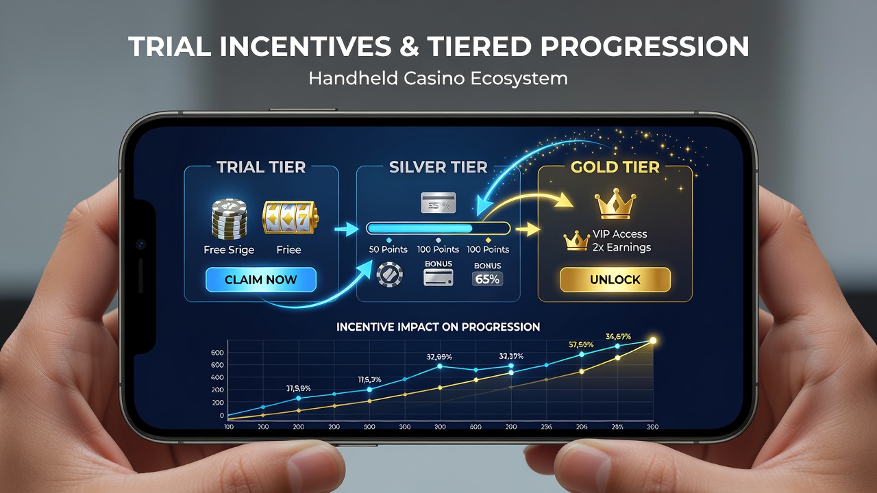 Diagram of tiered loyalty milestones connected through mobile bonus conversions